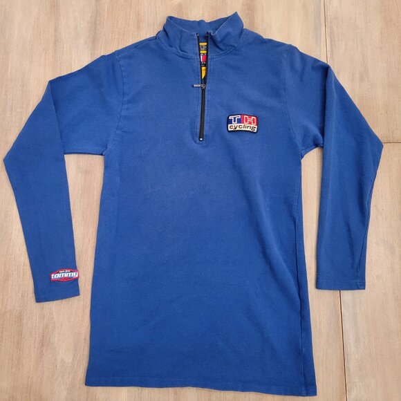 Vintage  Tommy Hilfiger Cycling Jersey Blue  with TH Patch Rare Mens Large - Picture 2 of 10